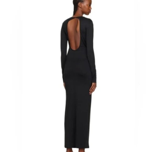 SKIMS Dresses & Skirts - Skims Womens Dress Large Black Long Sleeve Backless Maxi Shapewear Bodycon NWT